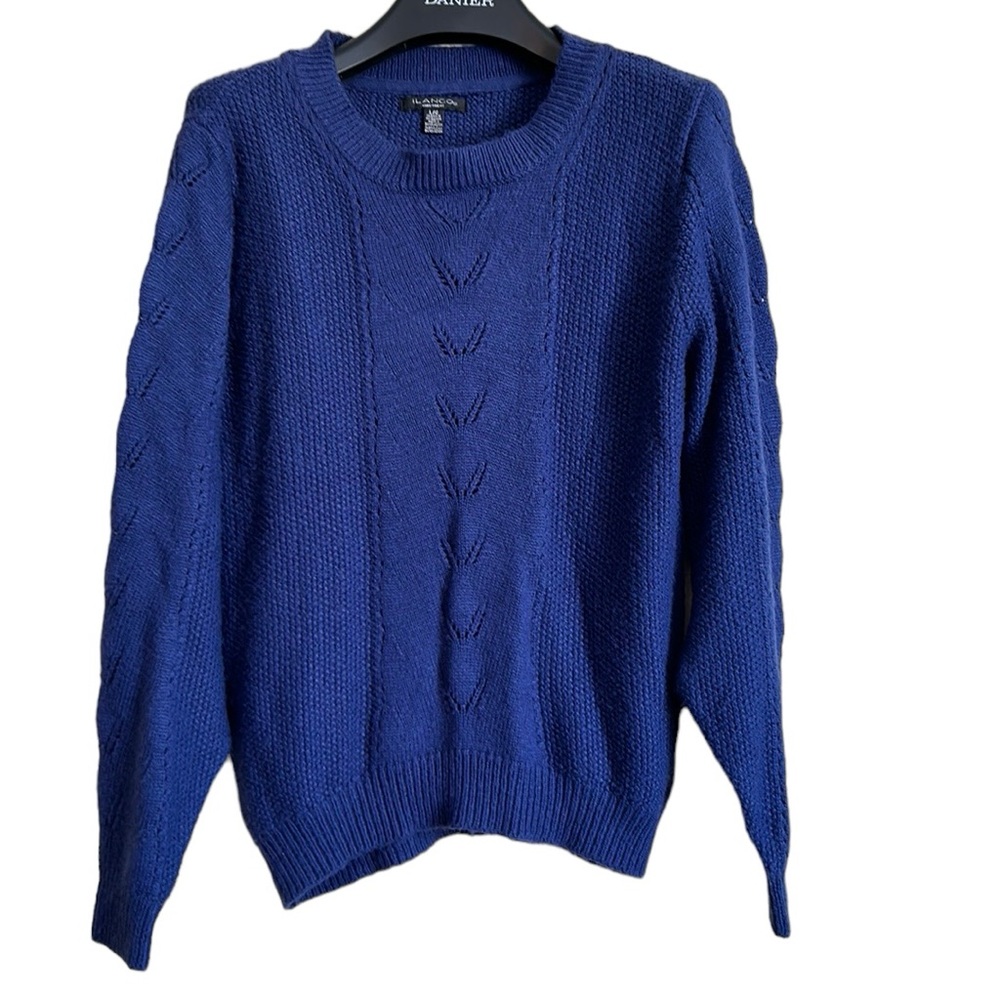 Ilanco women’s sweater‎ size large patterned blue soft